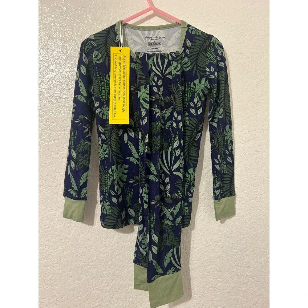 Sleepy Little Lyons Bamboo Toddler Pajamas 3T Tropical Leaf Unisex NEW